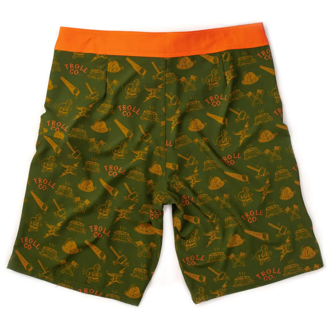 Men's Lumberjack Boardshort | Color: Green / Orange