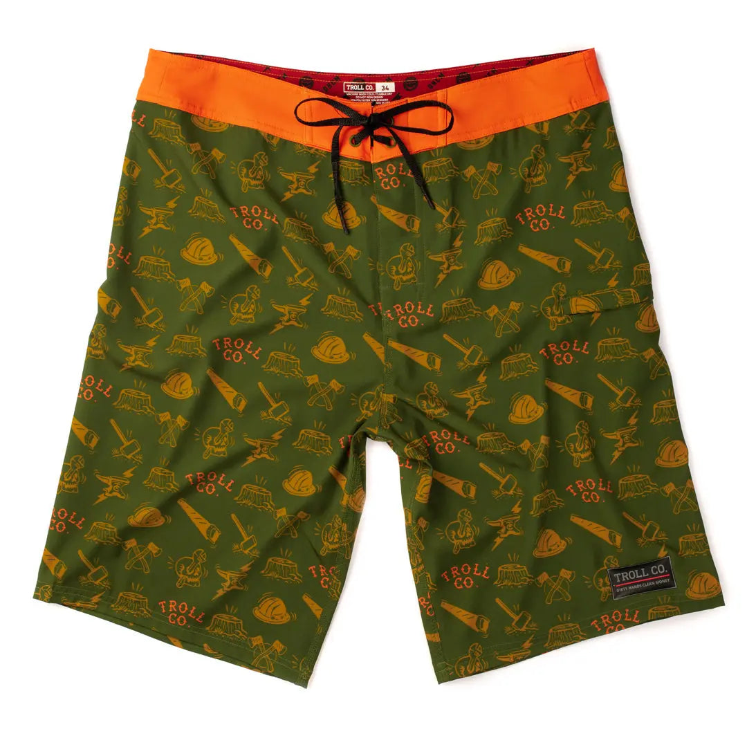 Men's Lumberjack Boardshort | Color: Green / Orange