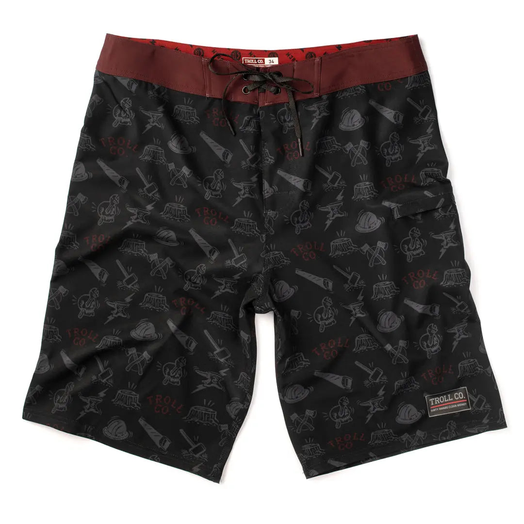 Men's Lumberjack Boardshort | Color: Maroon / Black