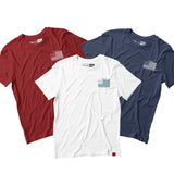 Uncle Sam's tees in red, white, and blue