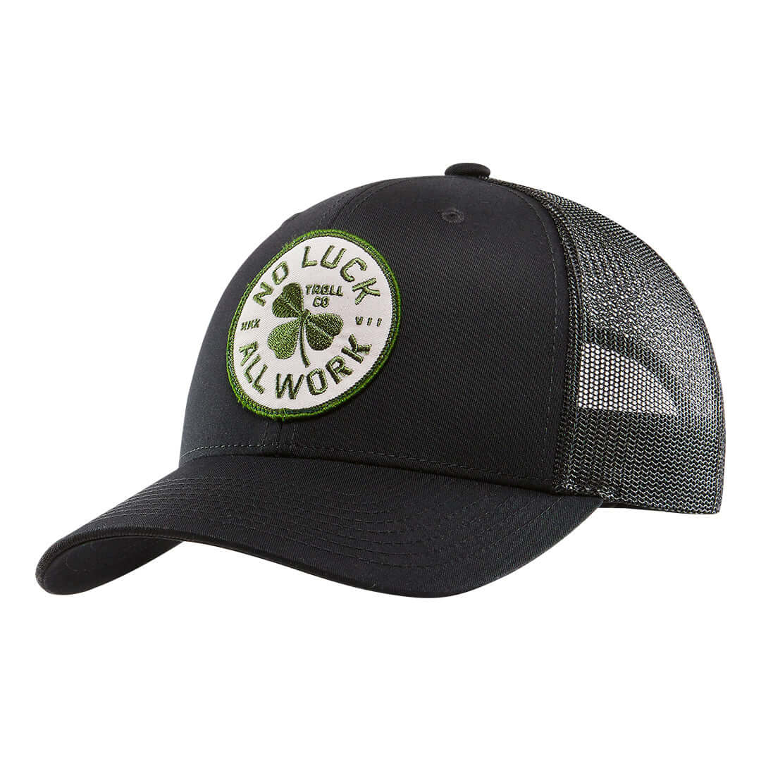 NOLAW Broken Clover Curved Brim Trucker Hat | Color: Black