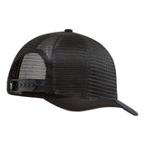 Anvil Woven Label Curved Brim Trucker Hat | Color: Black Camo