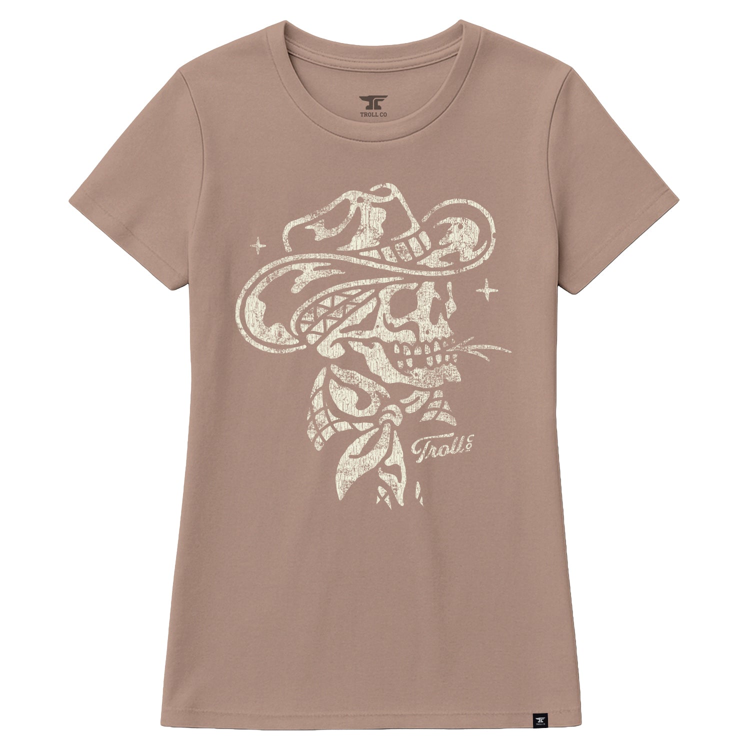 Women's Skull Acres T-Shirt - Color: Taupe