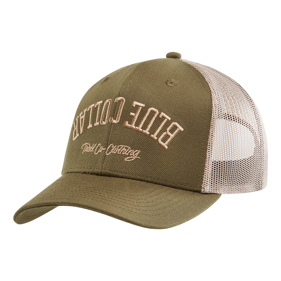 BC Bottoms Up Curved Brim Trucker Hat - Color: Moss Green Khaki