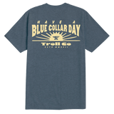 Men's Blue Collar Sun T-Shirt - Color: Slate Blue Heather