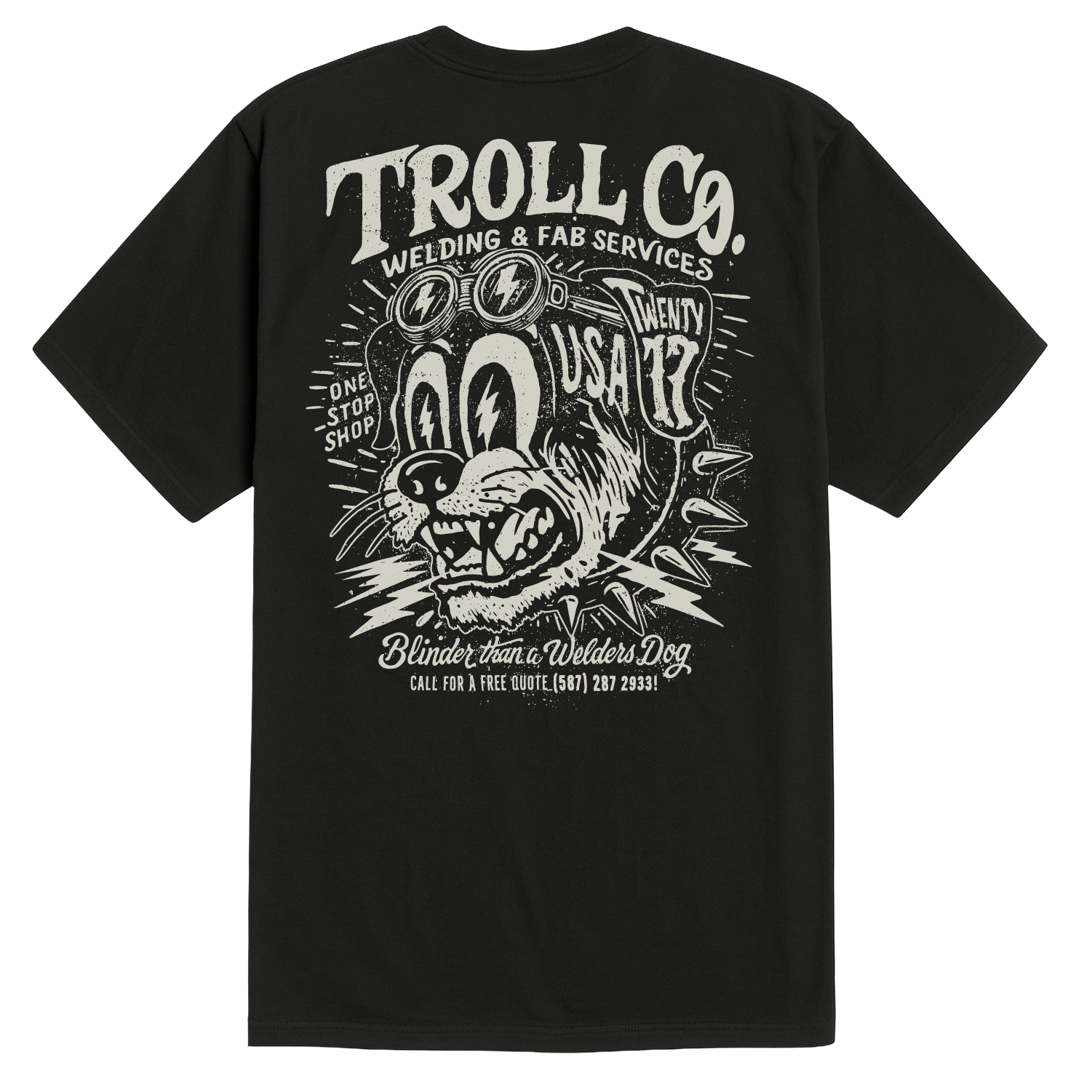 Men's Welders Dog USA T-Shirt - Color: Black