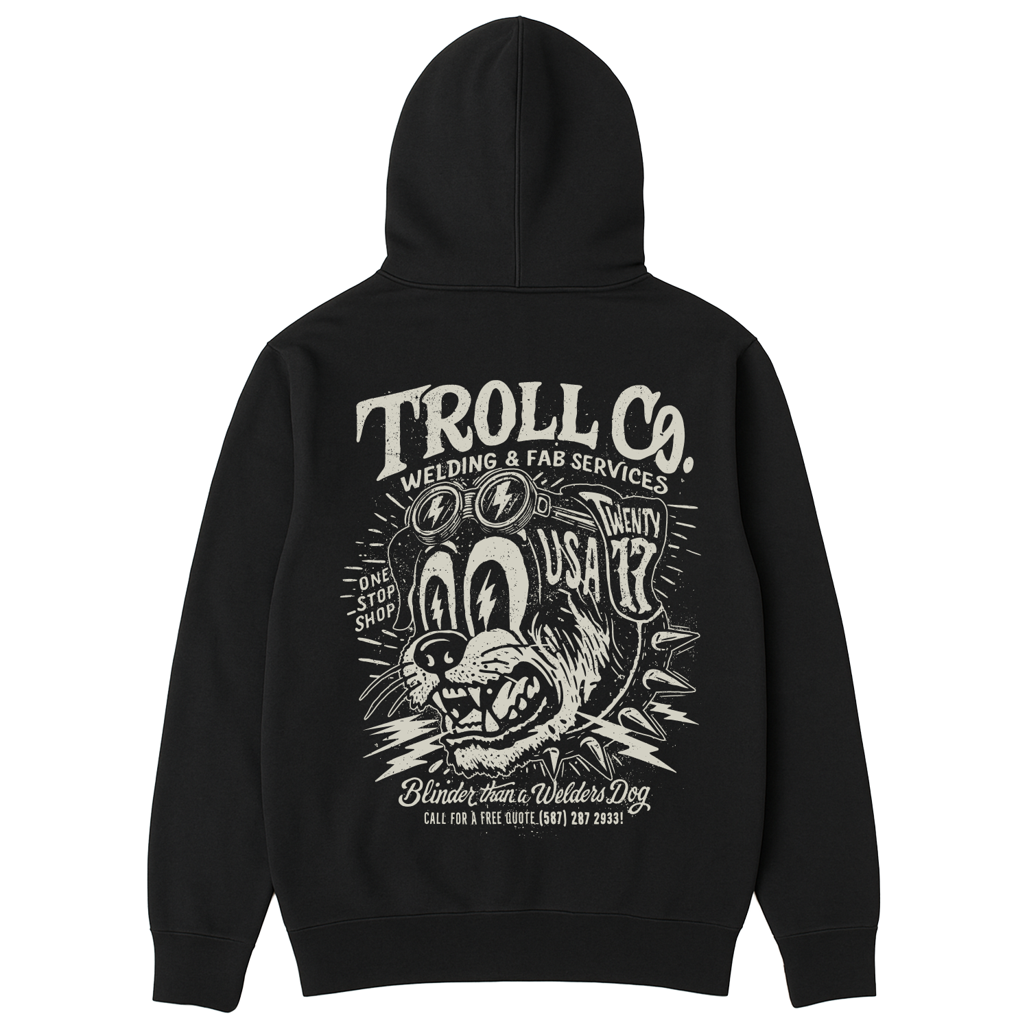 Men's Welders Dog USA Hoodie - Color: Black
