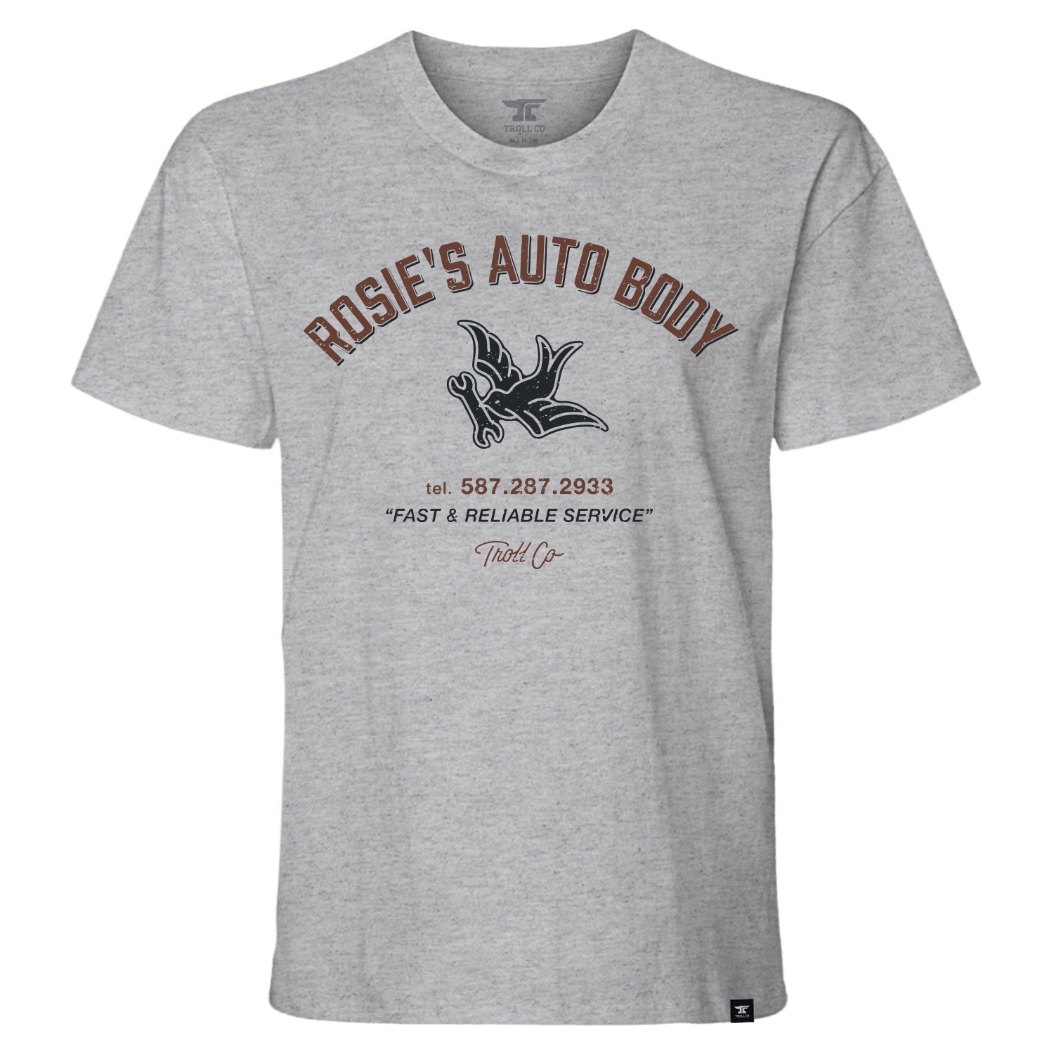 Women's Rosie's Auto Body T-Shirt - Color: Gray Heather