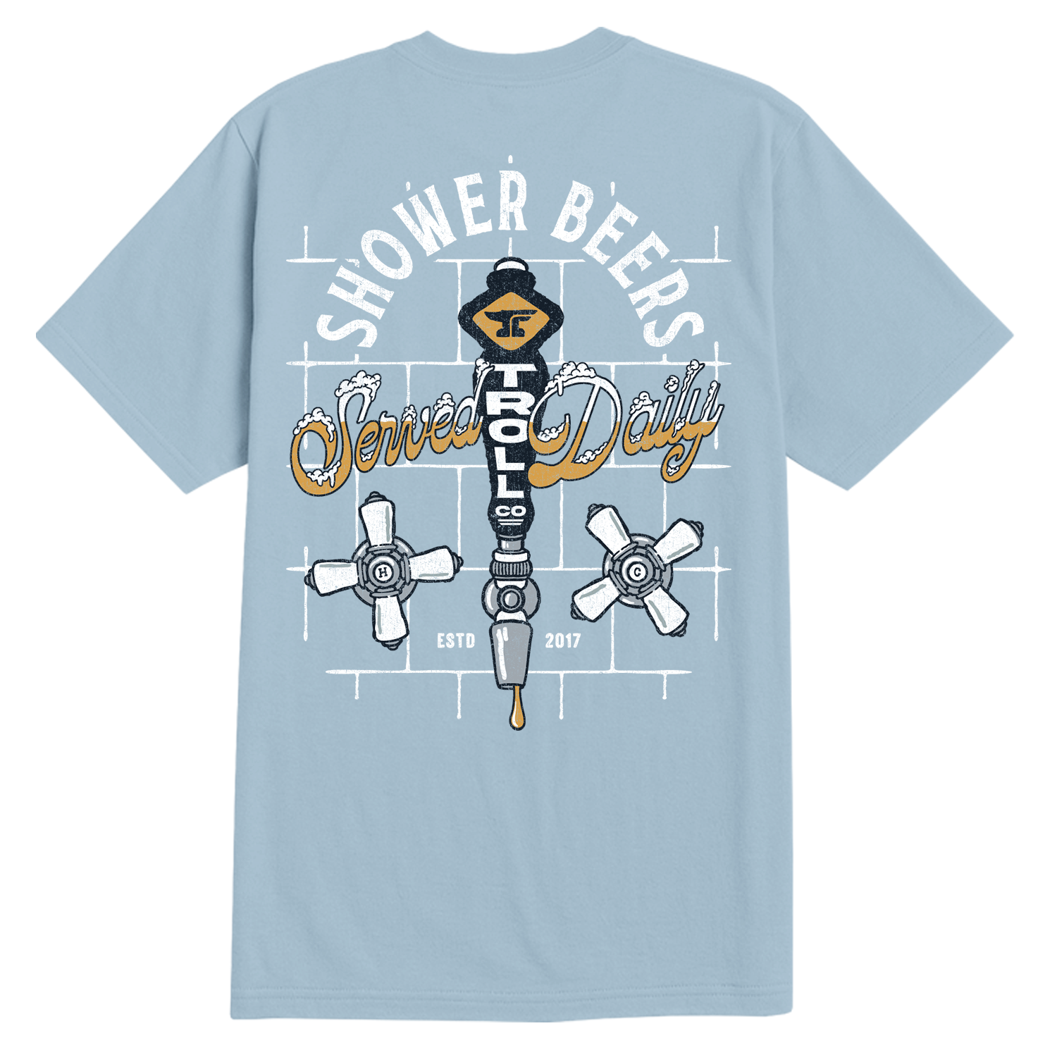 Men's Shower Beers T-Shirt | Color: Stonewash Denim