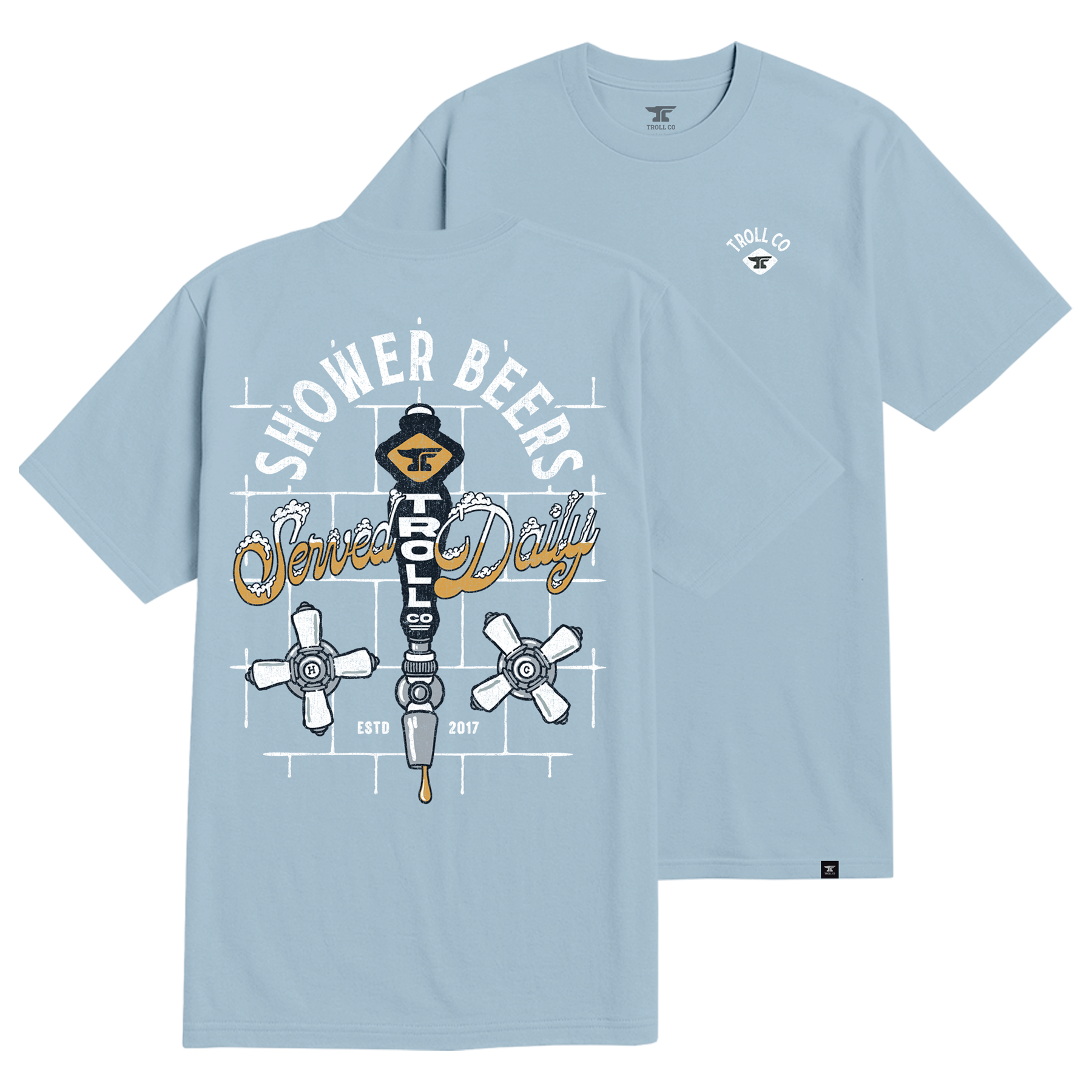 Men's Shower Beers T-Shirt | Color: Stonewash Denim