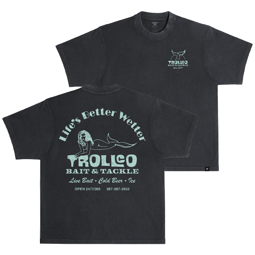 Men's Bait & Tackle Heavyweight Pigment Dye T-Shirt - Color: Black