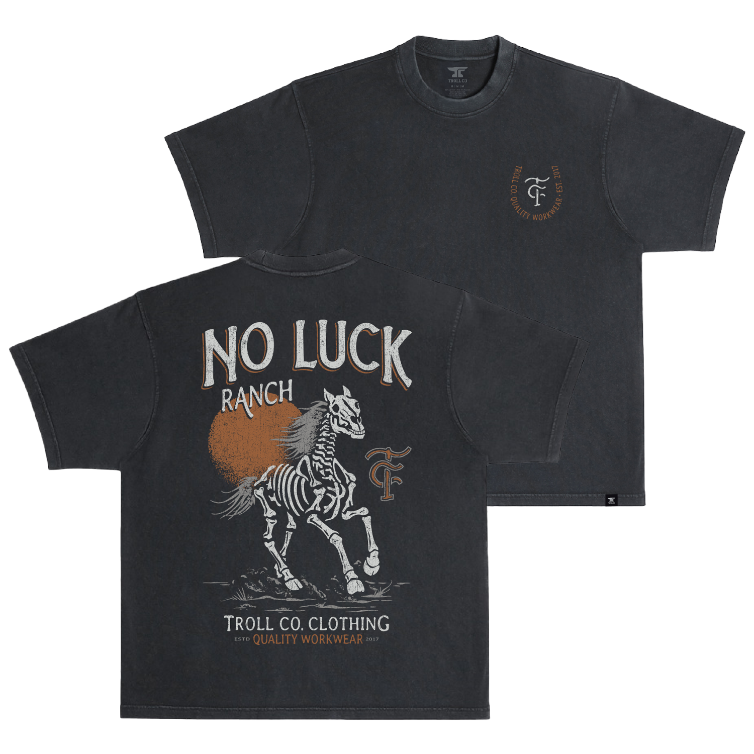 Men's No Luck Ranch Heavyweight Pigment Dye T-Shirt | Color: Black