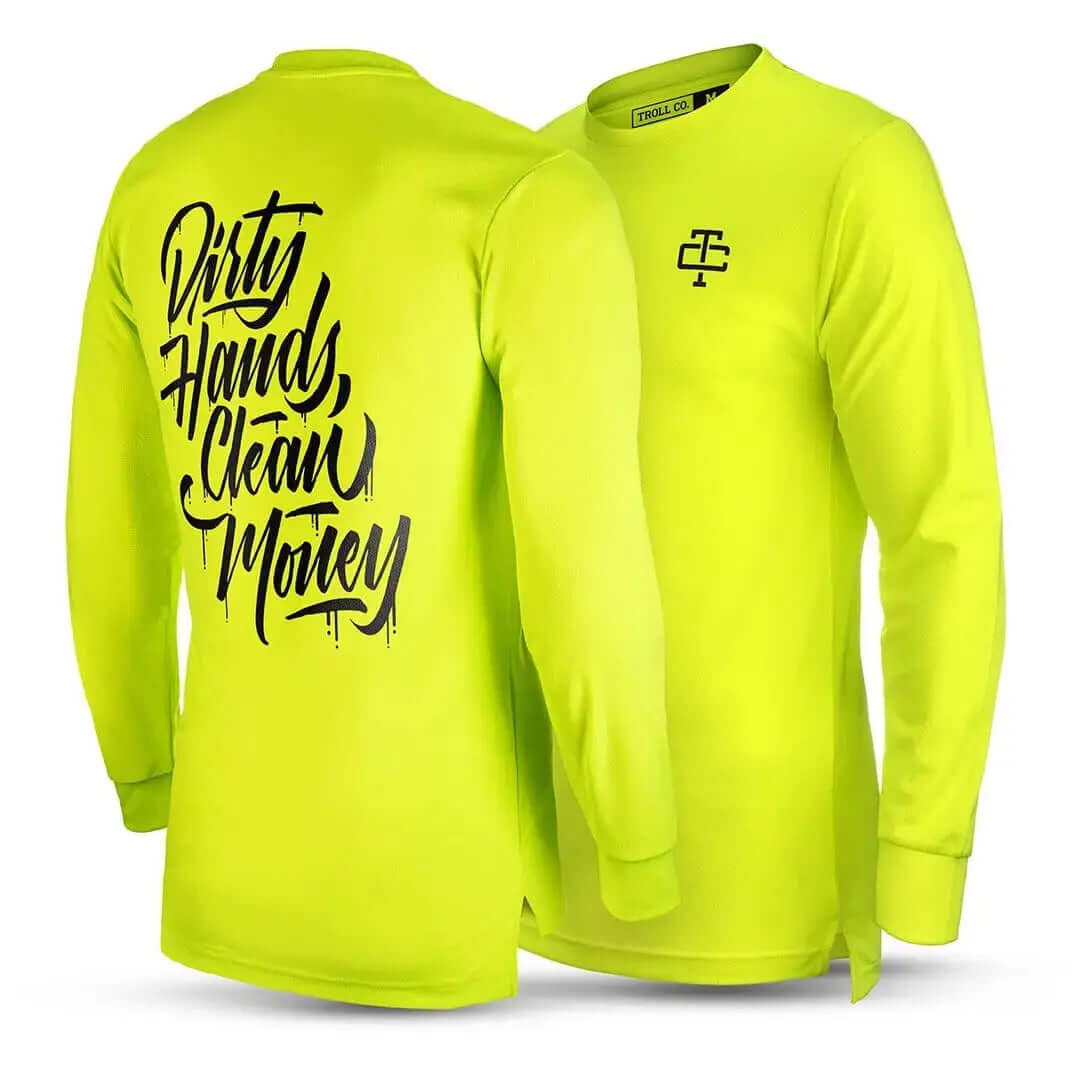 Men's DHCM Stacked Hi-Vis Long Sleeve | Color: Bright Lime