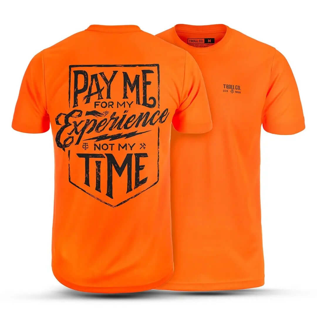 Men's Pay Me Hi-Vis T-Shirt | Color: Bright Orange
