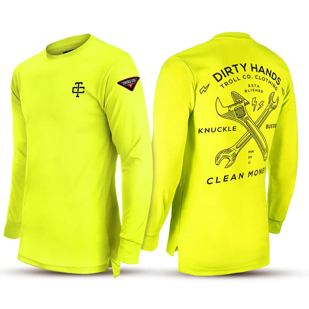 Men's DHCM Twisting Wrenches Hi-Vis Long Sleeve | Color: Bright Lime