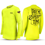Men's Pay Me Hi-Vis Long Sleeve Tee | Color: Bright Lime